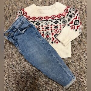 Okie Dokie White Knit Sweater and Jeans